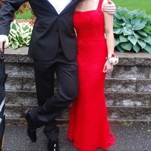 Nina Cinacci red lace prom dress (no. 7355)